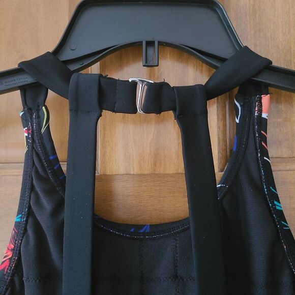 Eco Beach Women's High Neck One-Piece Swimsuit Color Black/Multi Size Large NWT - Picture 10 of 16